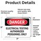Signmission Electrical Testing Authorized Persons Only Danger Sign, Vinyl Decal, 7in W x 5in L, 2PK OS-2PACK-DS-D-57-L-1786 - alternate 4